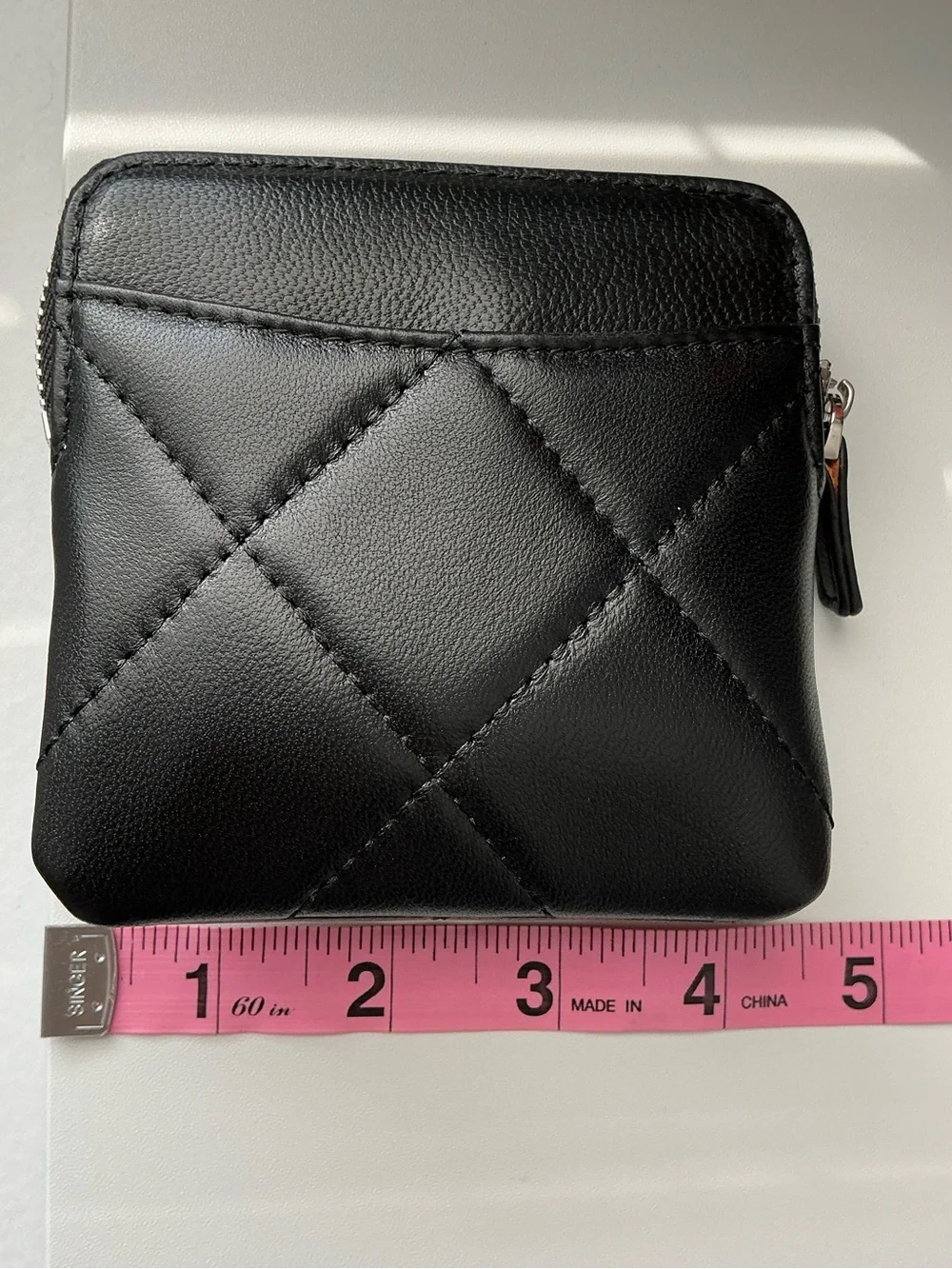 Black Quilted Compact Wallet - Women's Small Zip Purse
